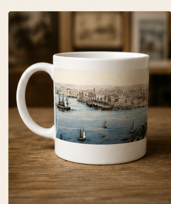 Taza diner con la vista de La Bahía de La Habana — frente